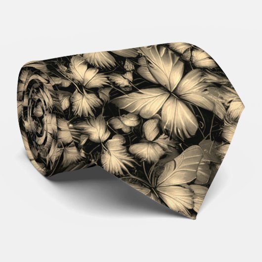 Gouden Vlinders Print Stropdas (Opgerold)