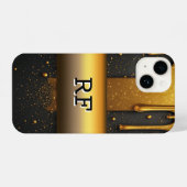 Gouden vloeistofdruppel met glinsterende deeltjes iPhone hoesje (Achterkant horizontaal)