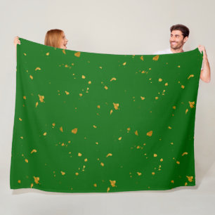 Gouden vlokken op Smaragdgroen Fleece Deken