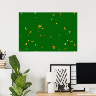 Gouden vlokken op Smaragdgroen Poster
