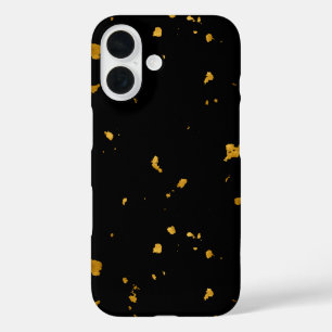 Gouden vlokken zwart iPhone 16 hoesje