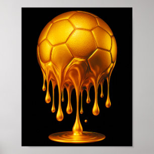 Gouden Voetbal Lekkende Goud Voetbal Drip Voetbal Poster