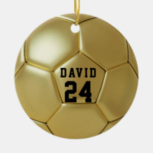 Gouden Voetbal Persoonlijke Naam Team Nummer Keramisch Ornament