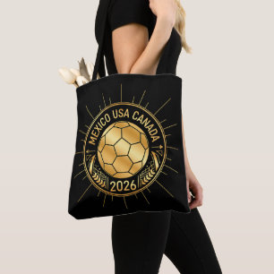 Gouden voetbalembleem 2026   Mexico USA Canada Draagtas