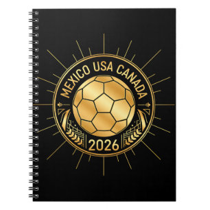 Gouden voetbalembleem 2026 Mexico USA Canada Notitieboek