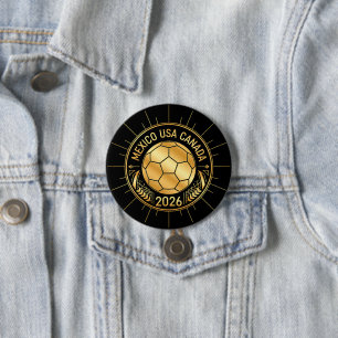 Gouden voetbalembleem 2026 Mexico VS Canada Ronde Button 7,6 Cm