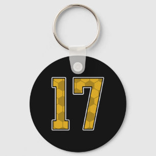 Gouden voetbalpatroon nummer 17 shirt speler unifo sleutelhanger