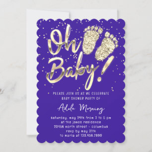 Gouden Voeten Baby Meisje Jongen Shower Indygo Bla Kaart