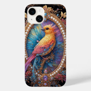 Gouden Vogel in Sierlijke Decoratieve Lijst Case-Mate iPhone 14 Hoesje