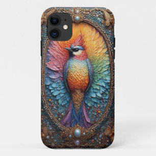 Gouden Vogel in Sierlijke Decoratieve Lijst iPhone 11 Hoesje