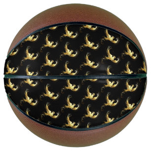 Gouden Vogel op Zwarte Achtergrond Basketbal