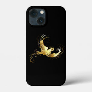 Gouden Vogel op Zwarte Achtergrond iPhone 13 Mini Hoesje