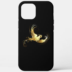 Gouden Vogel op Zwarte Achtergrond iPhone 12 Pro Max Hoesje
