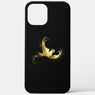 Gouden Vogel op Zwarte Achtergrond iPhone 12 Pro Max Hoesje