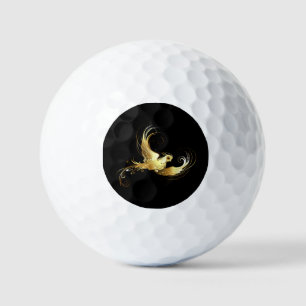 Gouden Vogel op Zwarte Achtergrond Golfballen