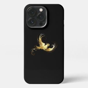 Gouden Vogel op Zwarte Achtergrond iPhone 13 Pro Hoesje
