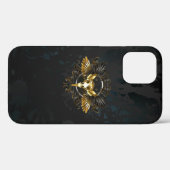 Gouden vogel schedel op zwarte achtergrond Case-Mate iPhone case (Achterkant (horizontaal))