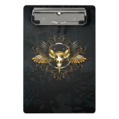 Gouden vogel schedel op zwarte achtergrond mini klembord (Voorkant)