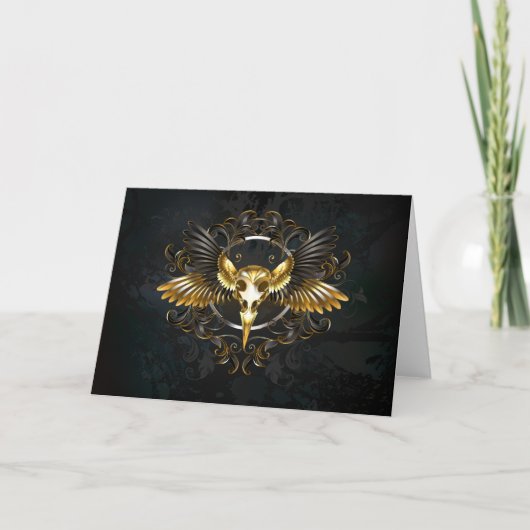 Gouden vogel schedel op zwarte achtergrond programma (Voorkant)