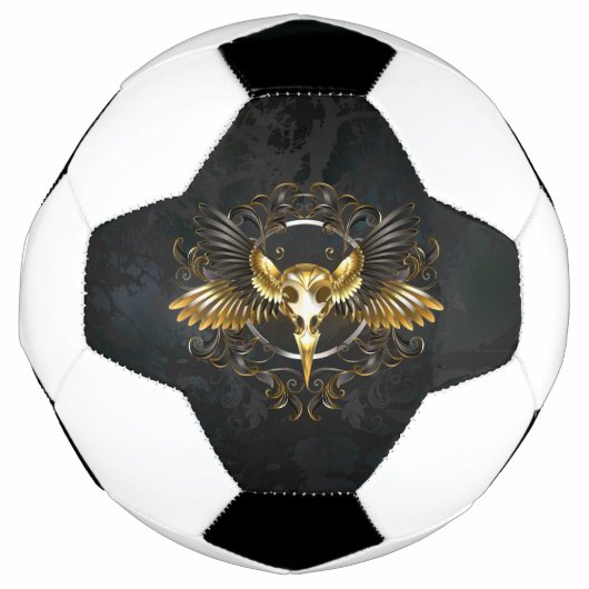 Gouden vogel schedel op zwarte achtergrond voetbal (Voorkant)