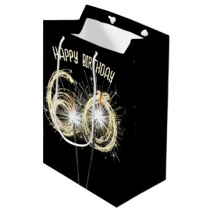 Gouden vonken voor 60e verjaardag medium cadeauzakje