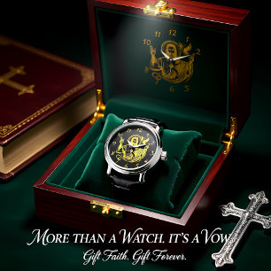 Gouden voorstelling van Jezus met een duif Horloge