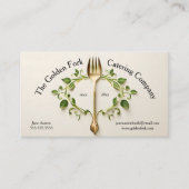 Gouden vork met wijnstokken Catering Food Service Visitekaartje (Voorkant)