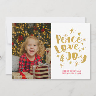 Gouden Vrede Liefde & Vreugde Kerst Foto Kerstkaar Feestdagenkaart