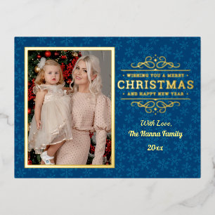 Gouden vrolijk kerstfeest & gelukkig nieuwjaar & s folie feestdagen briefkaart