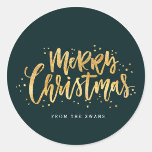 Gouden Vrolijke Kerstmis Sticker