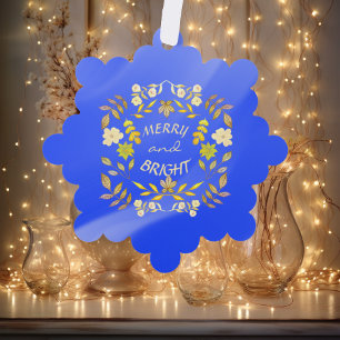 GOUDEN VROLIJKHEID EN HELDER gepersonaliseerd Ornament Kaart