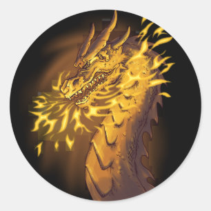 Gouden Vuurdraak Ronde Sticker
