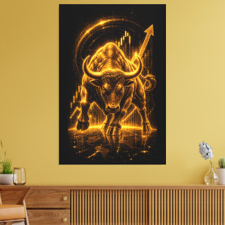 Gouden Wall Street Stiermarkt Luxe Aandelen Canvas Afdruk
