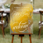 Gouden Waterverf 50e bruiloft Jubileum Welkom Acryl Bord