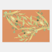 Gouden Waterverf bladeren en bessen geassorteerd Inpakpapier Vel (Voorkant 3)