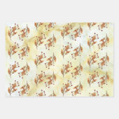 Gouden Waterverf bladeren en bessen geassorteerd Inpakpapier Vel (Voorkant 2)