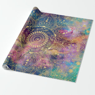 Gouden waterverf en nevelmandala cadeaupapier
