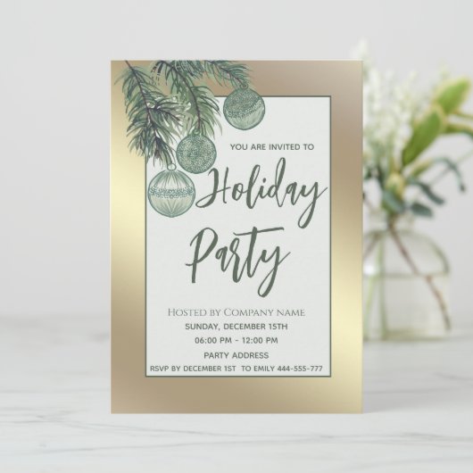 Gouden waterverf kerstballen kerstfeest kaart (Staand voorkant)