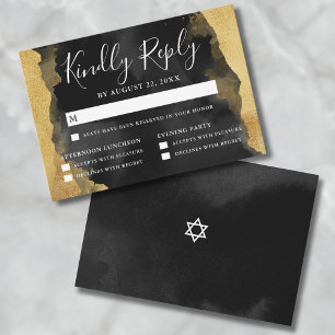 Gouden Waterverf Mitzvah RSVP Antwoordkaart Kaartje