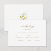 Gouden Waterverf Stem Witte Diner Opties RSVP Kaartje (Voorkant / Achterkant)