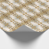 Gouden Wavy Bladeren Bloemen Inpakpapier (Hoek)