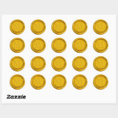 Gouden Wax Seal Bold Initiaal Monogram Bruiloft Fa Ronde Sticker (Vel)