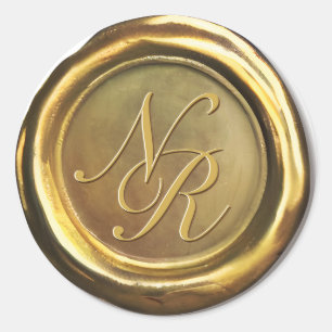 Gouden Wax Seal Gepersonaliseerd Trouwstickers Ronde Sticker