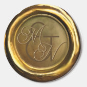 Gouden Wax Seal  Gepersonaliseerd Trouwstickers Ronde Sticker (Voorkant)