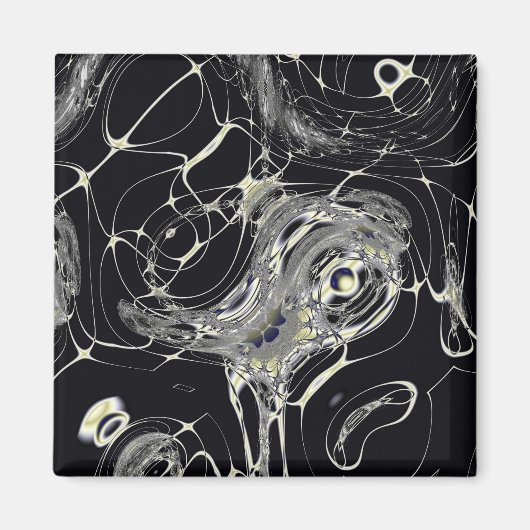 Gouden Web Abstracte Fractale Kunst Magneet (Voorkant)