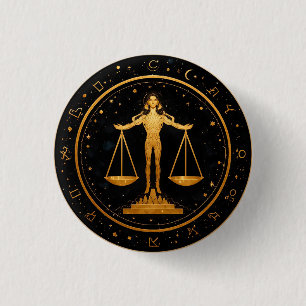Gouden Weegschaal Dierenriem Weegschaal Ronde Button 3,2 Cm