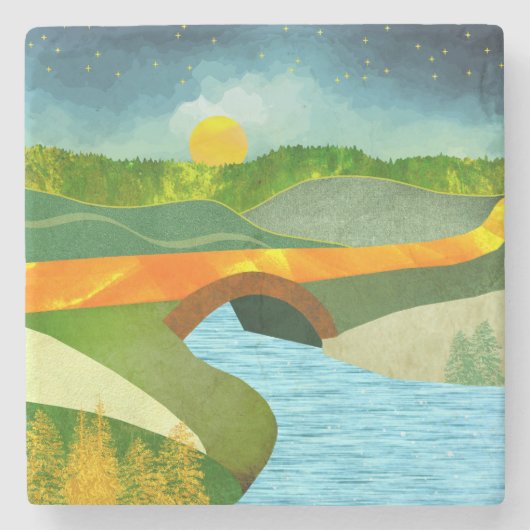 Gouden Weg Stenen Onderzetter (Voorkant)