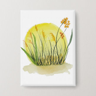 Gouden Weide Watercolor Kunstprint Button