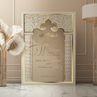 Gouden Welkomstbord voor Islamitische Nikah Bruilo