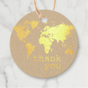 Gouden Wereldkaart reizen thema dank u Bedankjes Labels